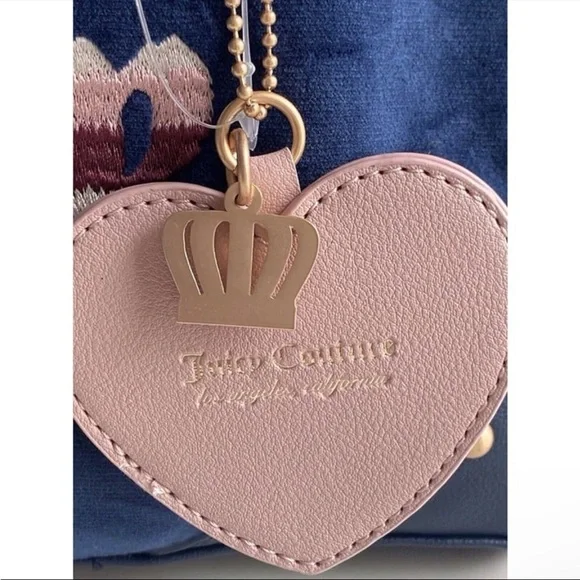 Juicy Couture Retro Vibe Satchel Regal Blue Velvet Velour Crossbody Bag NWT $99